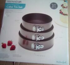 KitchenCraft 3 Piece Spring Form Cake Tin Set - Non-Stick Baking Pans, used for sale  Shipping to South Africa