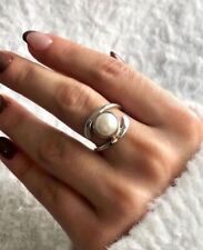 Used, White Pearl Gemstone 925 Silver Ring Handmade Jewelry Ring All Size For Women for sale  Shipping to South Africa