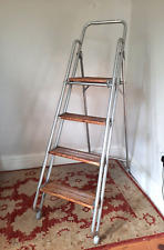Used, Vintage Aluminium Small Step Ladder With  Wooden Steps. for sale  Shipping to South Africa
