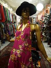 Vestido maxi flores náilon gola alta vestido de verão verdadeiro vintage anos 70 comprar usado  Enviando para Brazil
