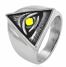 Gold Silver Masonic Ring Triangle All Seeing Third Eye Ball Freemasonry Mason UK for sale  SALFORD