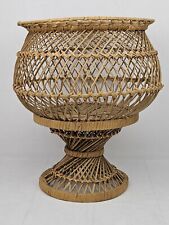 Suporte de planta de vime natural vintage cesta suporte de samambaia artificial 15" bronzeado comprar usado  Enviando para Brazil
