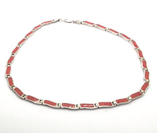 Colar de prata esterlina coral vermelho 925 barra sólida link feminino lindo pesado comprar usado  Enviando para Brazil