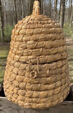 Antiga cesta de colmeia Bee Skep palha enrolada fazenda rústica primitiva 16x13 GRANDE!! comprar usado  Enviando para Brazil
