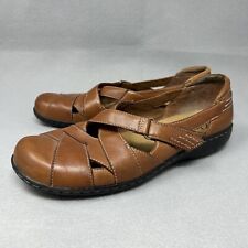 Clarks Brown Tan Leather Mary Jane Shoes Loafer Clogs Womens 9M Work Casual for sale  Shipping to South Africa