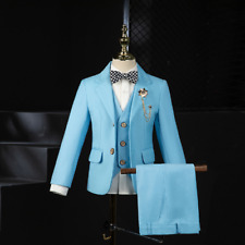Terno azul masculino infantil formal jaqueta colete calça 3cv smoking festa de casamento fantasia comprar usado  Enviando para Brazil