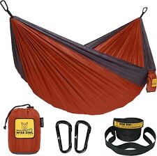 Wise Owl Outfitters Camping Hammock w/Tree Straps, Large - Burnt Orange & Grey for sale  Shipping to South Africa