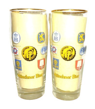 2 Spaten Hacker Franziskaner Paulaner Lowenbrau Hofbrau 0.5L Munich Beer Glasses for sale  Shipping to South Africa