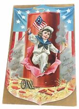 Vintage Independence Day Postcard Boy Firecracker American Flag Sailor Tuck for sale  Shipping to South Africa