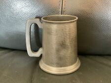 12.5cm VINTAGE SHEFFIELD ENGLISH PEWTER TANKARD GLASS BOTTOM, Hand Hammered for sale  Shipping to South Africa