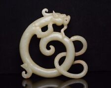 China natural Hetian Jade  Hand Hollowed Carved Mythical Dragon Statue  Pendant  for sale  Shipping to Canada