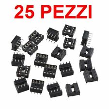 25 pezzi DIL socket DIP-8 Zoccolo DIP8 pin IC circuiti integrati pitch 2.54mm, usato usato  Villarbasse