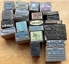 22 VINTAGE Printer Blocks Printing Press Stamp Lot Wood Metal Business Advertise for sale  Shipping to South Africa