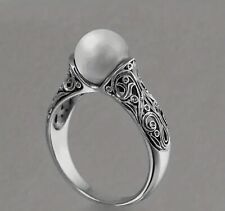 Brighton Filigree Faux Pearl Ring Size 9 Silver Plated Fashion Jewelry Museum for sale  Shipping to South Africa