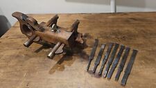 Vintage Marples Hibernia Wooden Plough Plane with Handle. 8 Cutters Included. for sale  Shipping to South Africa