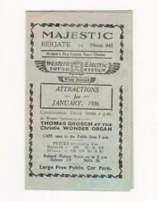 TARJETA DE PROGRAMA DE CINE "MAJESTIC" REIGATE Surrey 1936 - Próximas películas/atracciones segunda mano  Embacar hacia Argentina