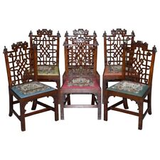 Six Imporatant George III 1760 Thomas Chippendale Chinese Pagoda Dining Chairs for sale  Shipping to South Africa