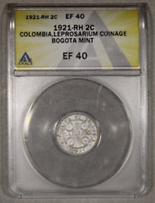 1921 Colombia Lazareto colonia de leprosos 2 centavos ANACS EF40 segunda mano  Embacar hacia Argentina