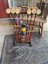 Usado, Juego de Croquet Clásico De Colección Soporte Patio Césped Juego CÉSPED Mazos Bolas Wickets segunda mano  Embacar hacia Argentina