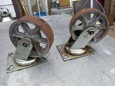 Two 6-in Cast Iron Casters Wheels Coffee Table Industrial Steampunk Art, used for sale  Shipping to South Africa