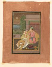 Indian Miniature Painting Of Mughal Emperor And Empress Enjoying Quality Time for sale  Shipping to Canada