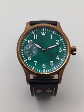 Mostrador verde 42mm com estojo de bronze relógio piloto homenagem personalizado - pulseira de couro - 6497 comprar usado  Enviando para Brazil