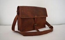 Vintage Morral de Piel 13" Portátil Cartera Escuela Cruzado Hombro Bolsas segunda mano  Embacar hacia Argentina