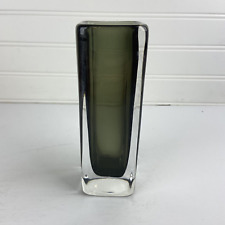 Vaso de vidro Nils Landberg Orrefors Sommerso quadrado cinza escuro assinado pela Suécia MCM comprar usado  Enviando para Brazil