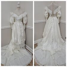 Usado, Antigo Vestido de Noiva de Cetim Alfred Angelo Manga Longa Trem/Guerra Civil Er comprar usado  Enviando para Brazil