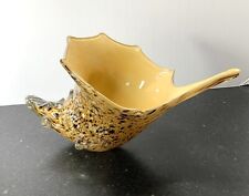Murano Art Style - Hand Blown Shell Shaped Speckled Glass Bowl, Clear Cased, used for sale  Shipping to South Africa
