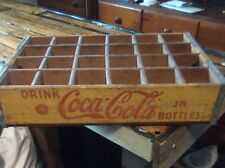 Yellow Wooden Coca-Cola 24 Bottle Crate Carrier with Dividers for sale  Shipping to South Africa