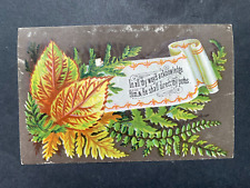 Used, VICTORIAN GREETING CARD LEAVES FERNS SCROLL RELIGIOUS PSALM for sale  Shipping to South Africa