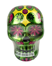 2024 Day of the Dead Sugar Skull Tin filled w/Smarties Candy Reusable Green Mini for sale  Shipping to South Africa