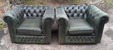 Green leather chesterfield for sale  STOWMARKET