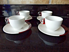 GUZZINI Espresso Cup with Saucer Red & White Acrylic & Porcelain Italy 4 Pc Set, used for sale  Shipping to South Africa