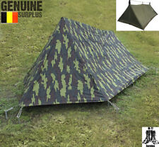 Used, Belgian Army 2 Man Combat Pup Tent M56 Jigsaw Camo w/ Rainfly, Poles, Stakes for sale  Shipping to South Africa