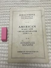 MANUAL DE INSTRUCCIONES para SEPARADOR CREMA American Waist Low 1922 Tipo L.S. segunda mano  Embacar hacia Argentina