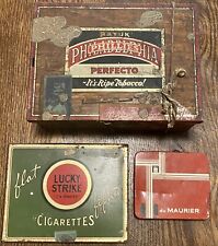 Antique Cigar Cigarette Metal Tins Lot Of 3 - PHILLIES, LUCKY STRIKE, du MAURIER for sale  Shipping to Canada