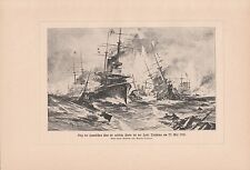 Battle From Tsushima Print From 1913 guerra ruso-japonesa batalla naval segunda mano  Embacar hacia Argentina