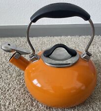 Chantal-Orange Tea Pot Whistling Kettle-enamel On Steel- Stove Top for sale  Shipping to South Africa