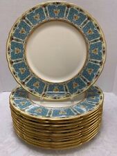 12 Lenox Enameled Antique Service Plates 1445/A302 Blue & Gold on Ivory Scallop, used for sale  Shipping to South Africa