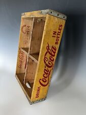 Vintage Coca Cola Yellow Wooden Soda Pop 24 bottle Crate Carrier Box 4 6pk Case for sale  Shipping to South Africa