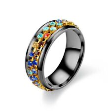 Anxiety Spinner Stainless Steel Ring Multicolor Zircon Women Luck Jewelry Gift for sale  Shipping to South Africa