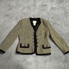 Mondi Women Vintage Yellow Houndstooth Wool Blend Blazer 12 for sale  Shipping to South Africa