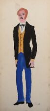Used, Vintage gouache painting theatre costume design man signed for sale  Shipping to Canada