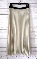 D. EXTERIOR Size 48 Accordian Pleats Maxi Skirt Beige Elastic Waist, used for sale  Shipping to South Africa