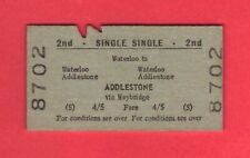 Old Railway Ticket ~ BR(S) 2nd Class Single - Waterloo to Addlestone - 1962 for sale  BIRMINGHAM