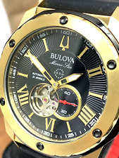 Reloj para hombre Bulova 98A272 estrella marina automático negro rojo correa de goma oro 44 mm segunda mano  Embacar hacia Argentina