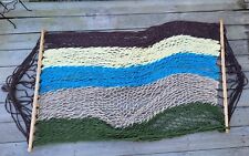 Used, Woven Fabric Hammock w/ Wooden Spreader Bars Hippie Boho Chic 36 x 55 for sale  Shipping to South Africa