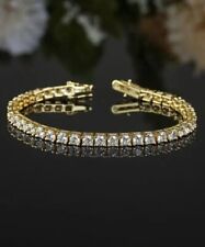 10ct Round 4MM Lab Created Diamond Tennis 7.5" Bracelet 14k Yellow Gold Plated, used for sale  Shipping to South Africa